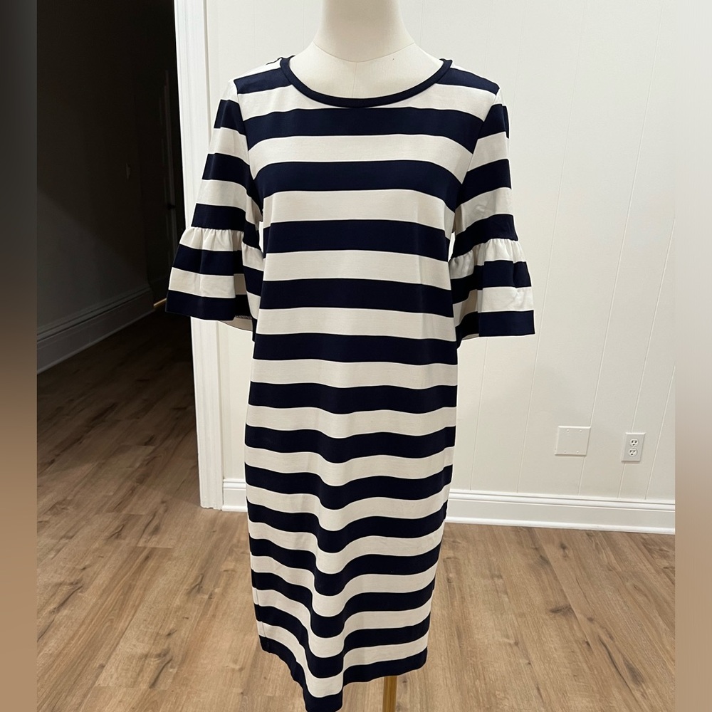 Lauren Ralph Lauren Striped Shift Ruffle Sleeve Casual Summer Dress Size M - Picture 9 of 12